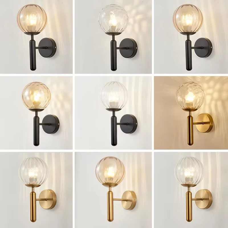 Modern Wall Lamp Bedroom Beside Glass Ball LED Wall Lights Wall lamp Nordic  Bathroom Mirror Stair Light Aisle Lighting Fixtures