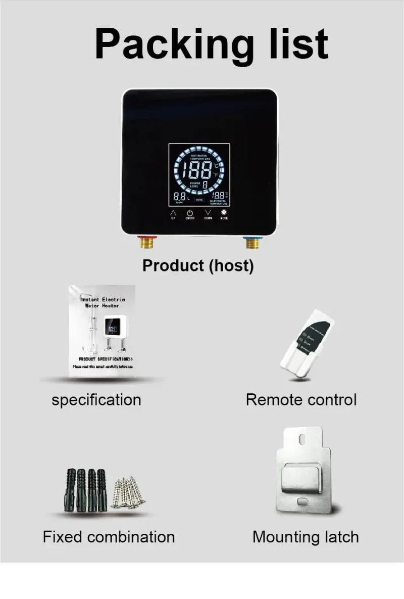 Good 3000W-5500W Household Mini Tankless Water Heater Instant Electric Water Heater with LCD Display for Shower Bathroom Kitchen