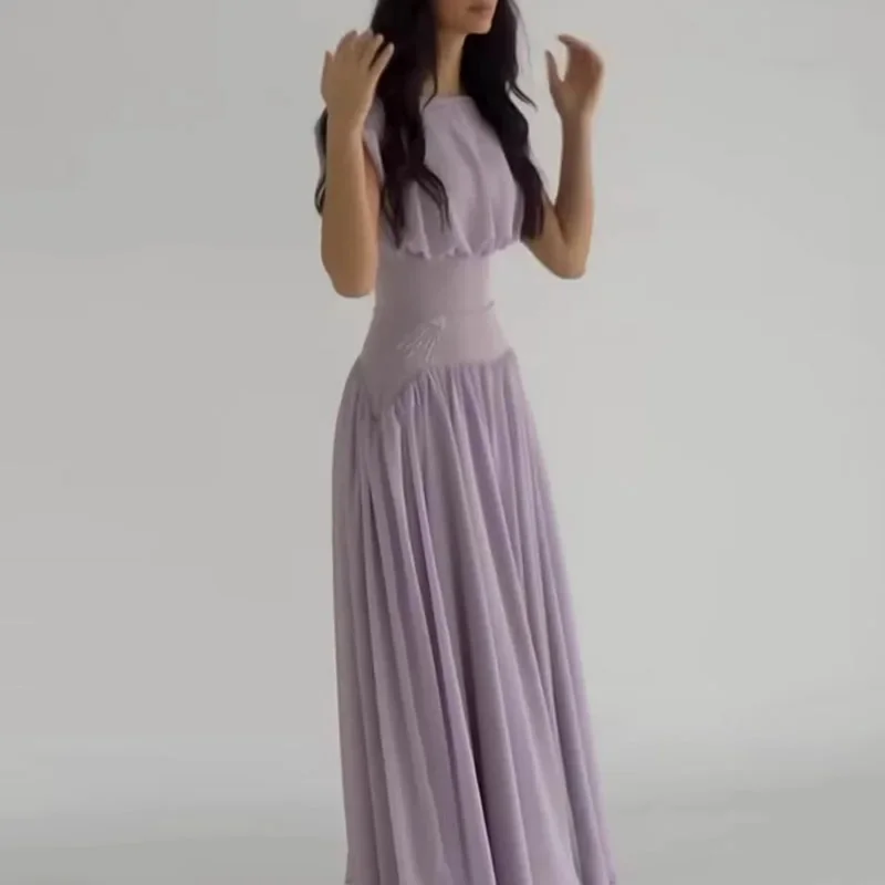 Customized Simple Chiffon Sash Draped A-line Poretrait Long Dresses Bespoke Occasion Dresses Casual Exquisite Sizes Available