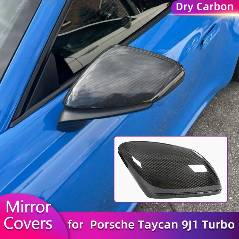 

Prepreg Dry Carbon Rear View Mirror Covers for Porsche Taycan 9J1 Turbo S 2019-2021 Replacement Car Side Mirror Caps Shell LHD