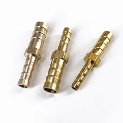 Brass Barbed Pipe Fitting 2 Way Straight Reducer Coupler Connector 4/5/6/8/10/12/14/16mm Hose Barb