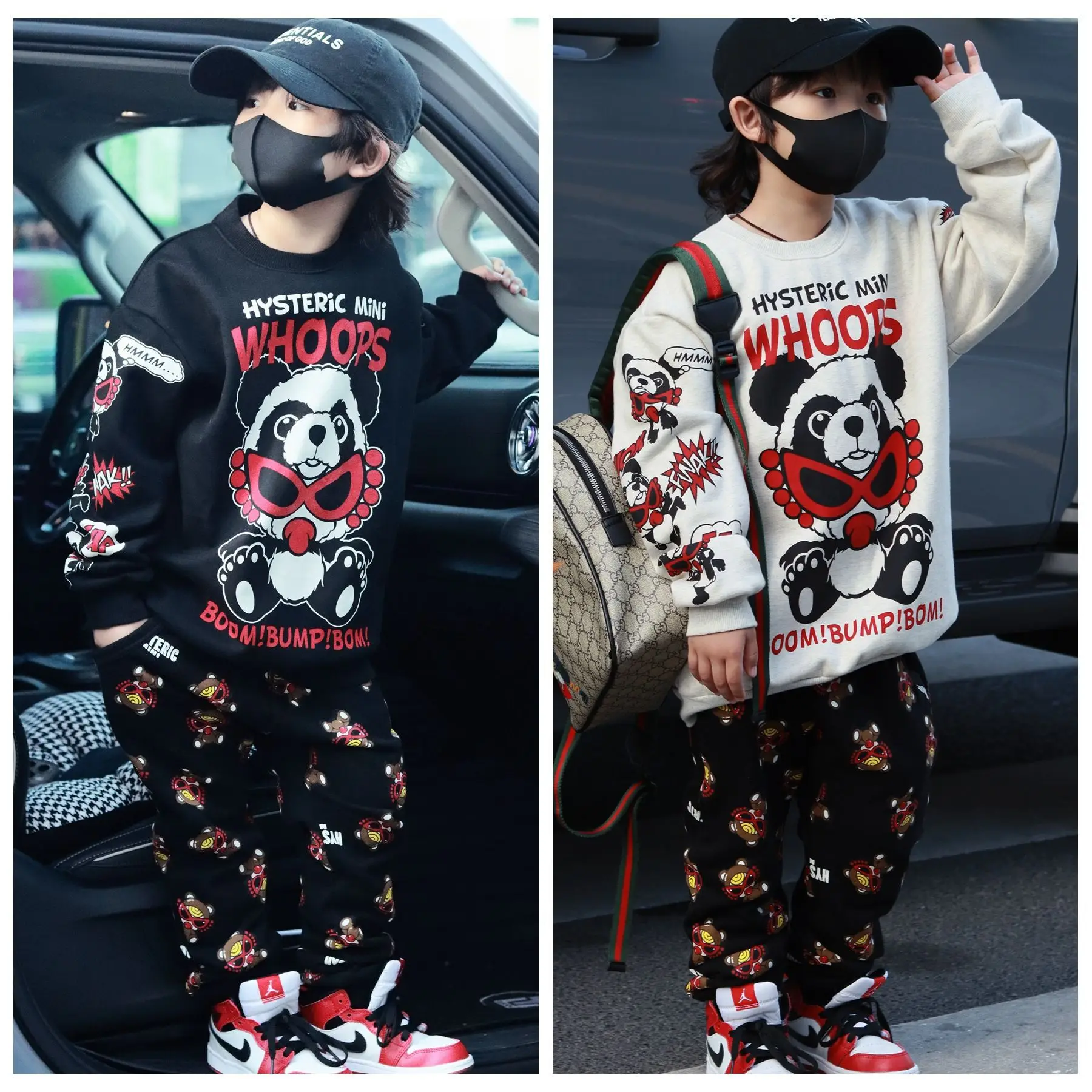 

2023 Boys' Autumn and Winter Velvet Sweatshirt Fashion Print Trendy Pullover Fleece Thickened Girls' Clothes