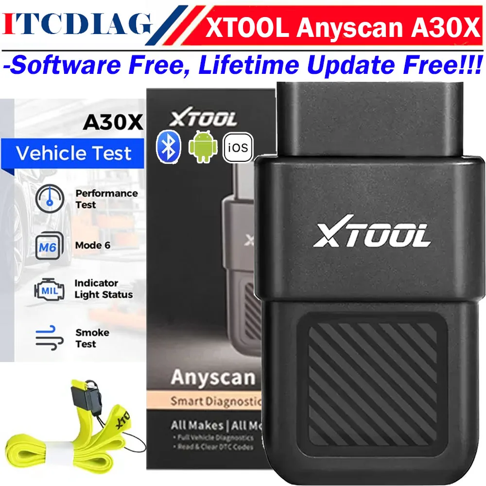 

XTOOL Anyscan A30X Bluetooth OBD2 Scanner Car Diagnostic Tool 26+ Reset Service Code Reader Diagnostic For FCA Vehicle PK A30M