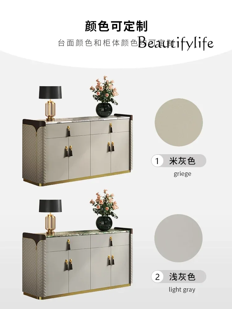 Light Luxury Dining Side Storage Cabinet Italian Modern Marble High-Grade Gray Hallway Shoe Cabinet