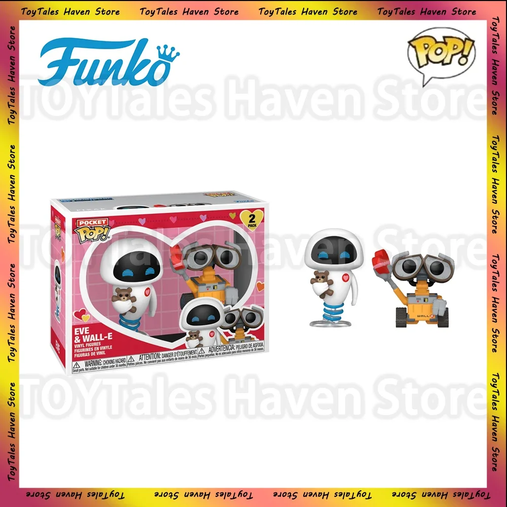 [IN STOCK] Funko Pocket Pop!: Valentines 2-Pack - Eve & Wall-E 1.9 and 1.5-inches Tall Vinyl Anime Figure Valentine's Day Gift