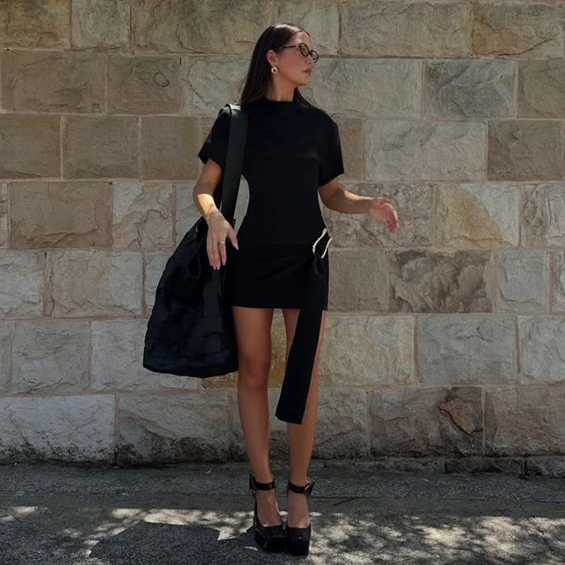 

Женское роскошное зимне-осеннее платье с лентой, женское черное элегантное уличное платье, женское шикарное модное праздничное вечернее платье