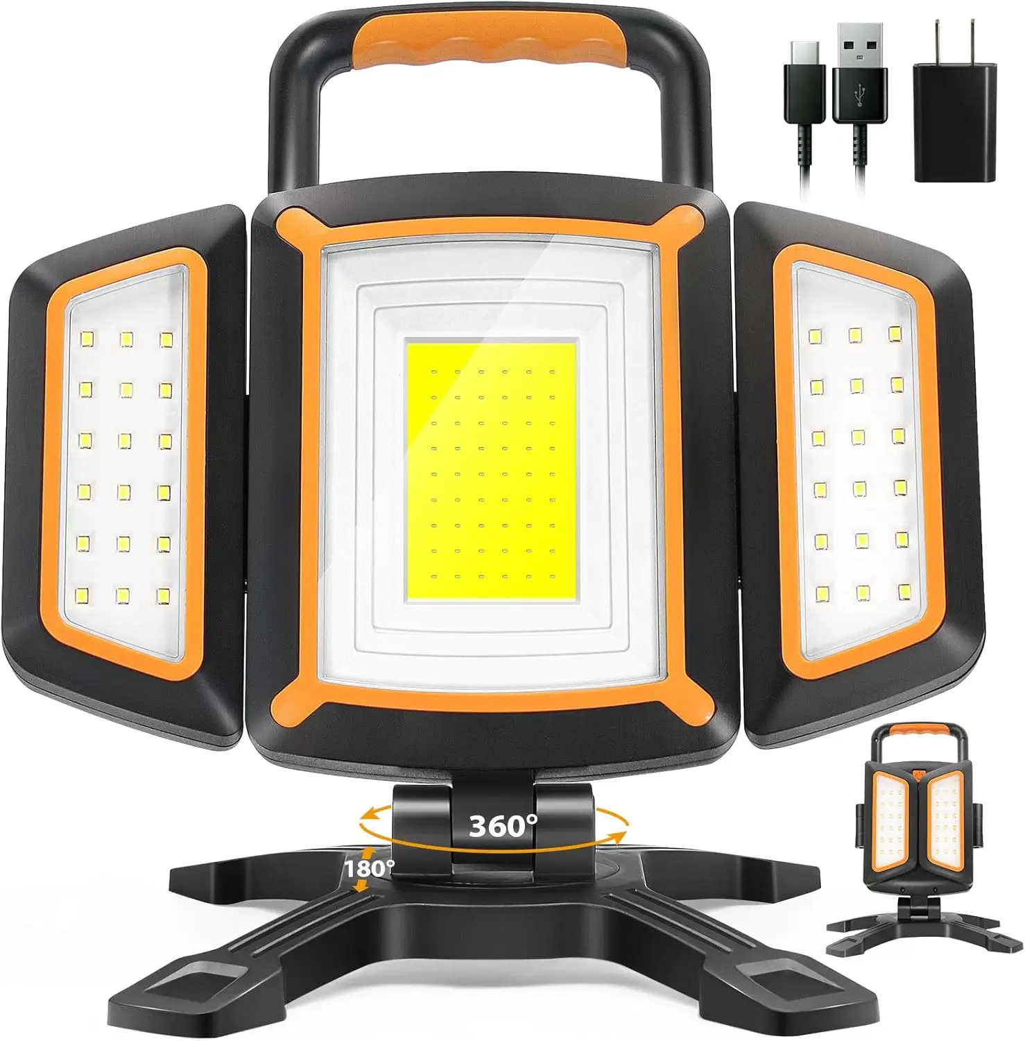 30W Rechargeable Work Light, 3000 Lumen Magnetic Work Light Battery Powered, Waterproof Portable Cordless Job Site Lighting for