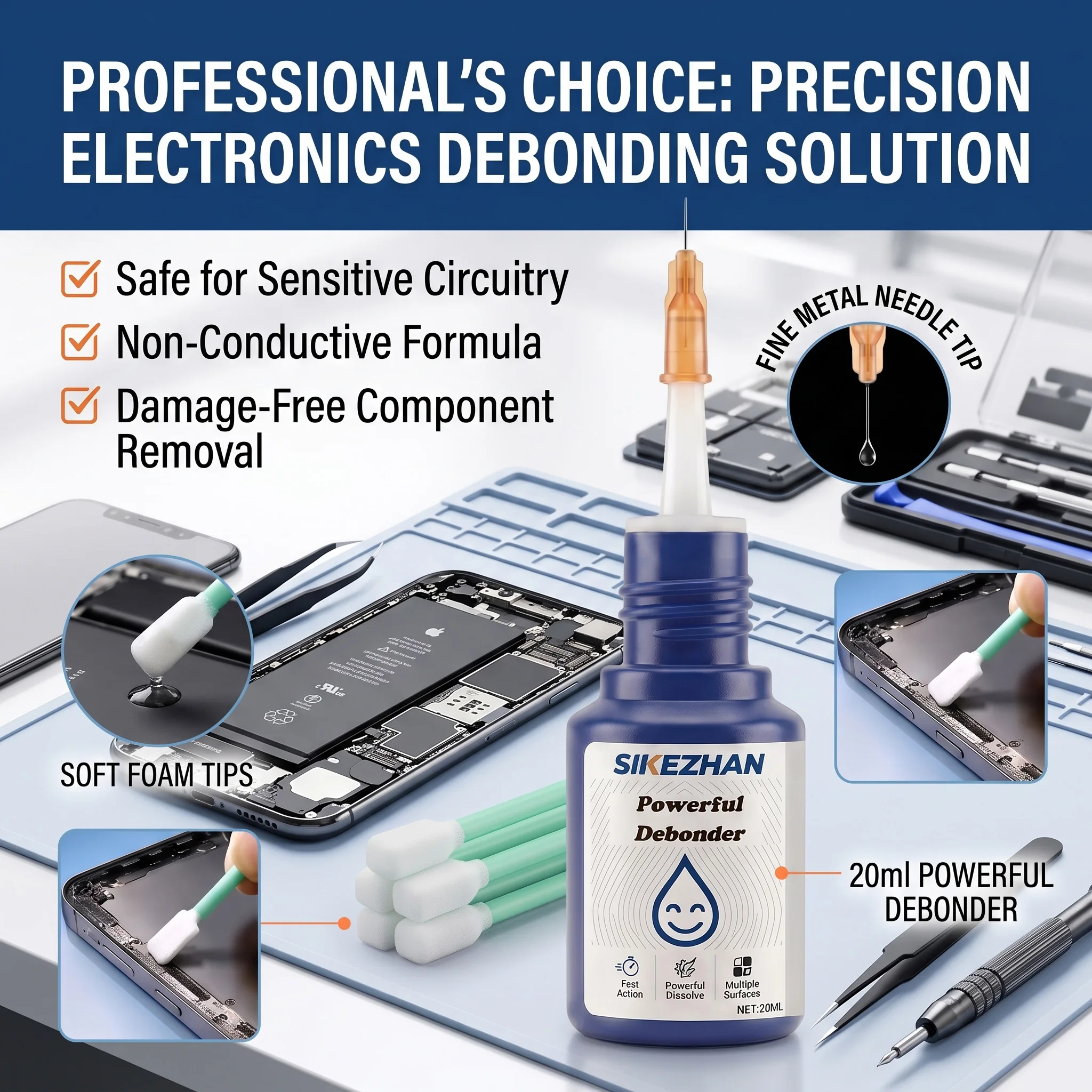 Precision Needle Phone Glue Remover Liquid, Fast Dissolver Solvent for Screen LCD Adhesive & OCA Clean, Mobile Phone Repair Tool