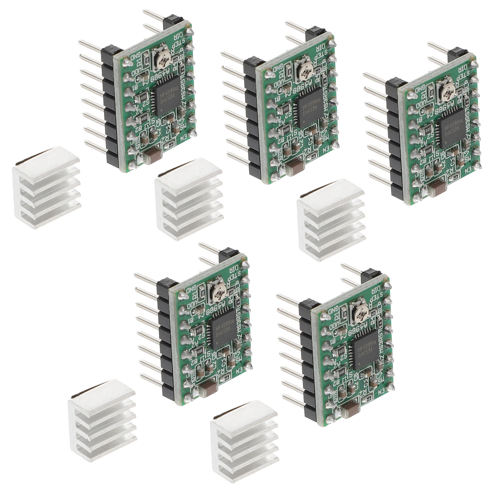

5pcs A4988 Stepper Motor Driver Module for 3D Printer CNC Adjustable Current Full Half 1 4 8 16 Resolutions Long Lasting