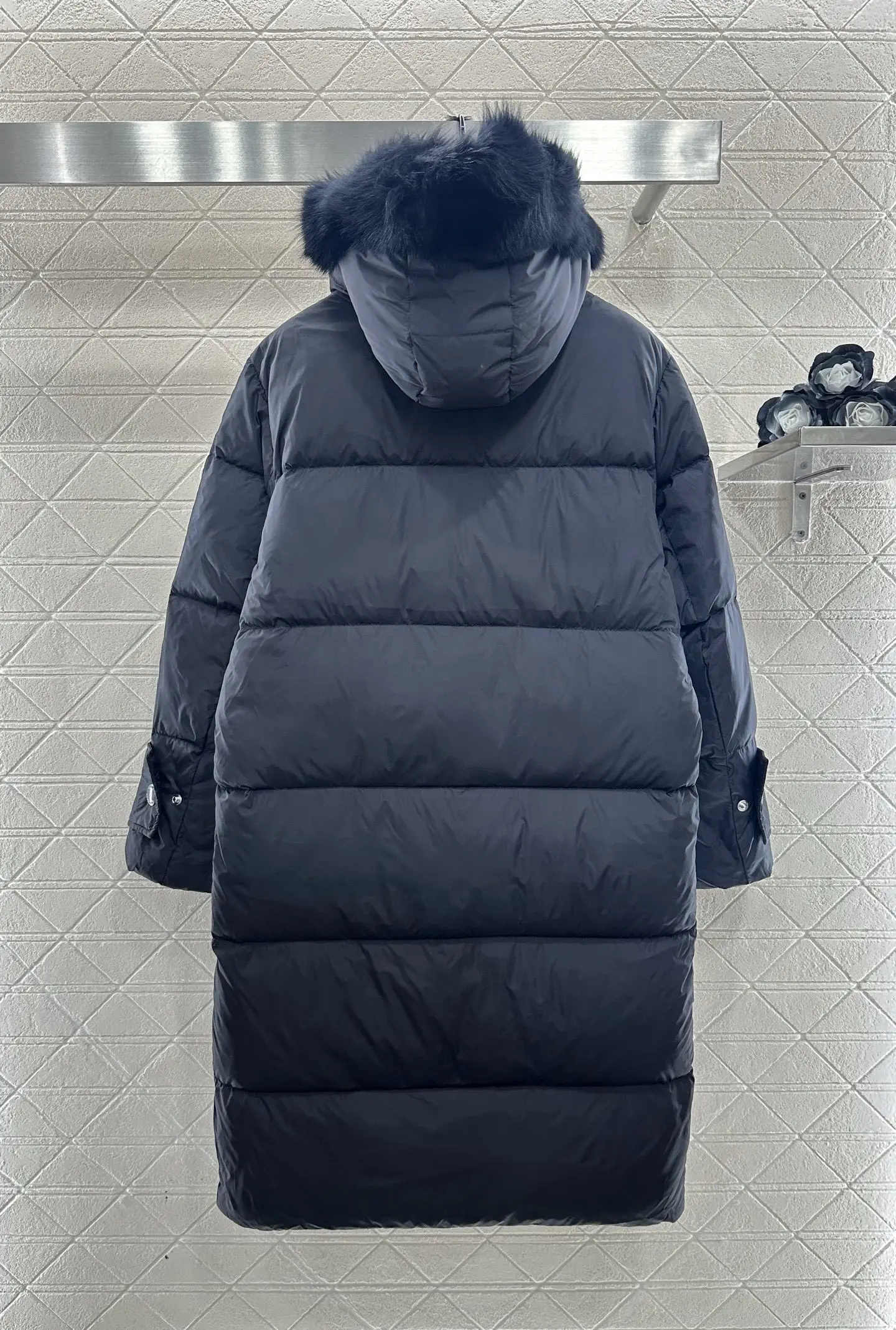 여성용 겨울 신상 방풍 방수 나일론 폭스 퍼 칼라 페이크 투피스 롱 다운 재킷