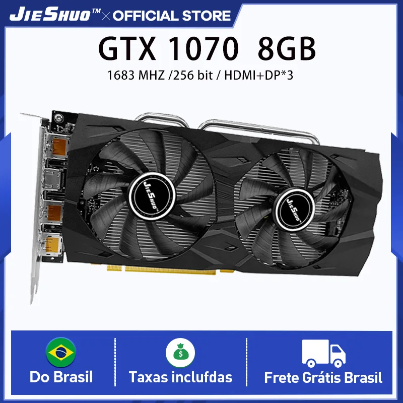 Placa Gráfica JIESHUO NVIDIA GeForce GTX 1070 8GB 1683 MHZ GDDR5 256-bit GPU para Desktop para Desempenho Superior em Jogos