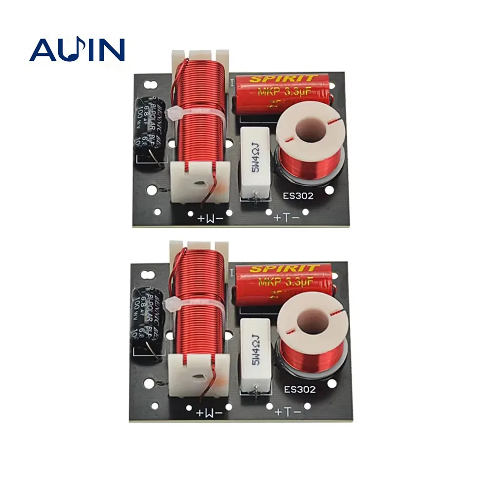 AUIN 2Pcs 2 Ways 80W Audio Speaker Crossover Treble+Bass Frequency Divider Crossovers Speaker Filters DIY For Home Theater