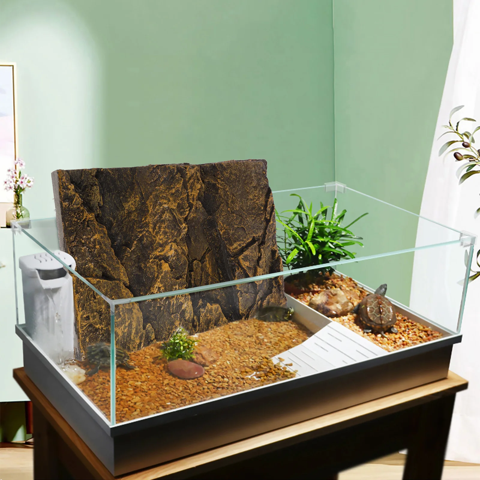 

Reptile Tank Background 3D Aquarium Fish Tank Decorative Backdrop PU Material Realistic Texture Durable Lightweight Climbing