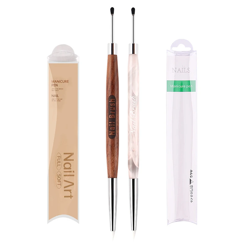1/2 قطعة مزدوجة رئيس مسمار فرشاة فنية ملعقة سيليكون بولي جيل للأظافر القلم مانيكير تلميح تمديد الاكريليك منشئ ملحق قضيب أداة #4