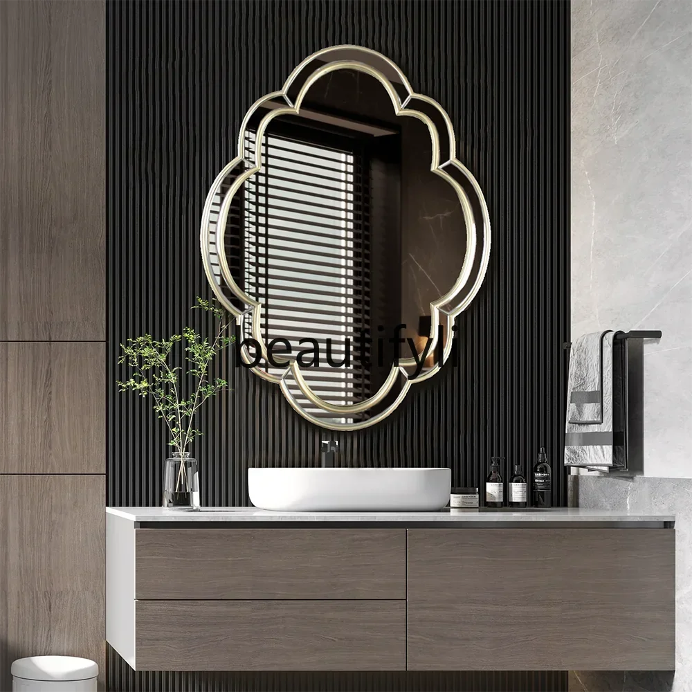 

Medieval style retro style light luxury bathroom mirror special-shaped makeup mirror simple and non-deforming decorative mirror