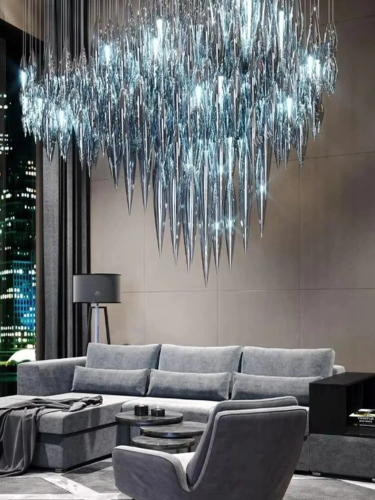Modern luxury decoration ceiling chandelier villa lobby hotel LED hand blown glass chandelier