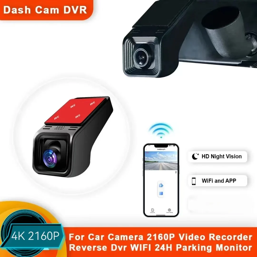 HD 4K 2160P WiFi DVR para coche, cámara de salpicadero 2K 1600P 1080P 24H, Monitor de estacionamiento, Control por aplicación, grabadora de vídeo de conducción de coche para todos los coches