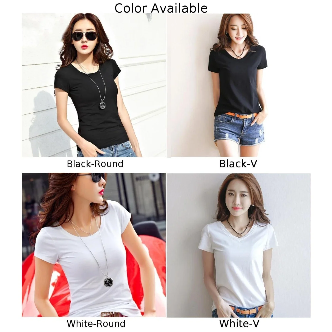 Women Spring Summer Cotton T-shirt Short Sleeve Female Tee Slim  T-Shirt Casual