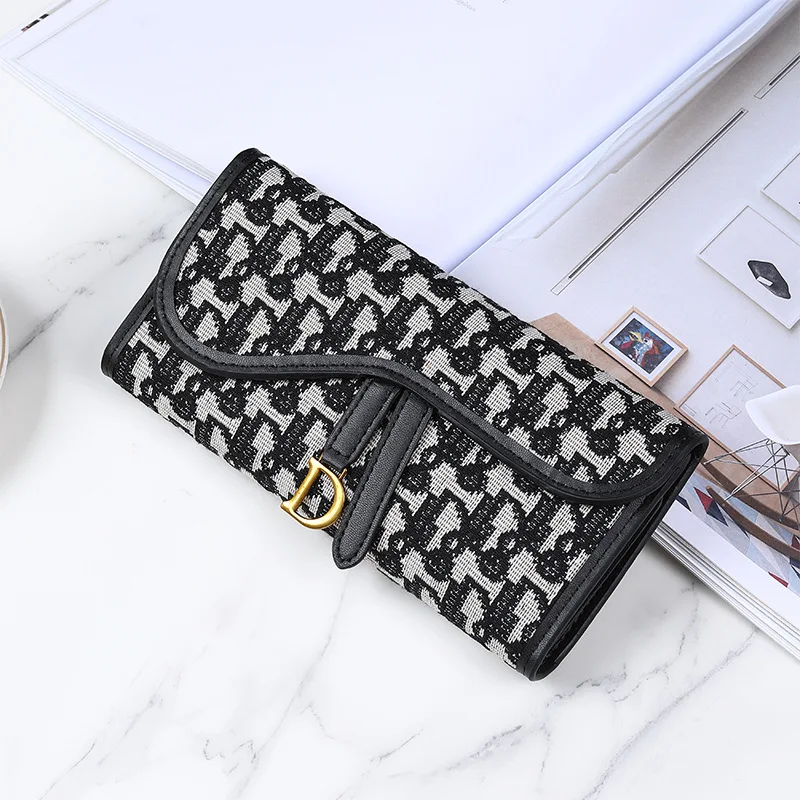 Retro Wallet Women\'s Long Large Capacity D-Buckle Multi Card Position Foreign Trade Multi Functional Three Fold Handheld Bag