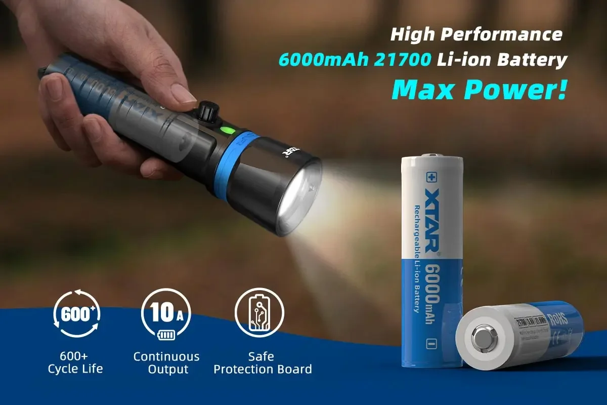 Xtar 21700 6000mah Rechargeable Battery High Power Large Capacity 3.6V with Protective Plate Battery 10A Lithium Batteries