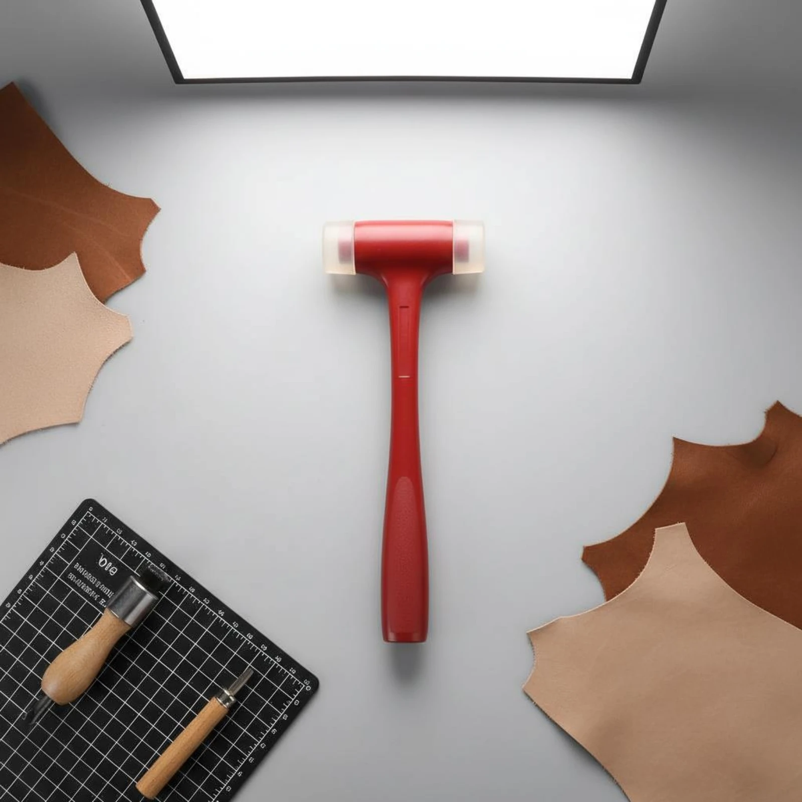 335g Dead Blow Hammer Shock Absorbing Non Rebound Mallet Dead Blow Mallet Long-Lasting Unibody Construction Red Rubber Hammer