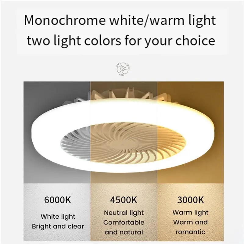 A47U 3X Ceiling Fan With Lights ,E27 Enclosed Low Fan Light Electric Fandelier With Remote Control Three Colors