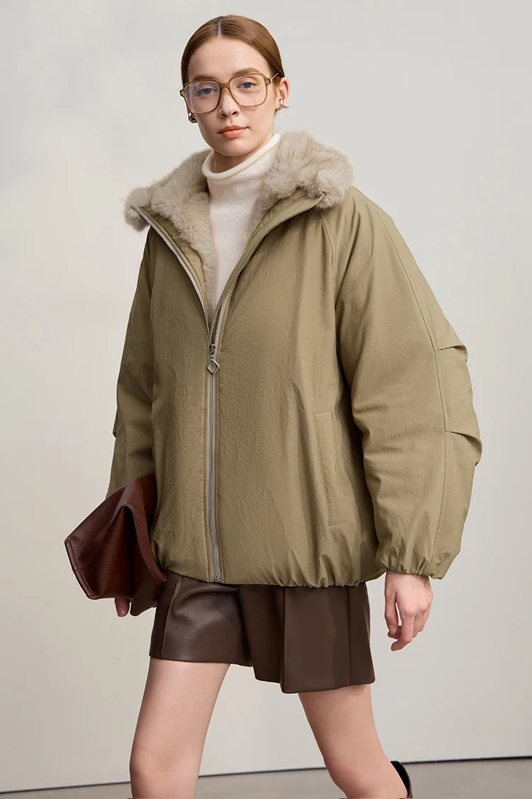 AMII Women's Jacket 2025 Winter New Loose Medium And Long Fur Collar Long Sleeve Zipper Casual Warm Parkas Jacket Woman 12544100