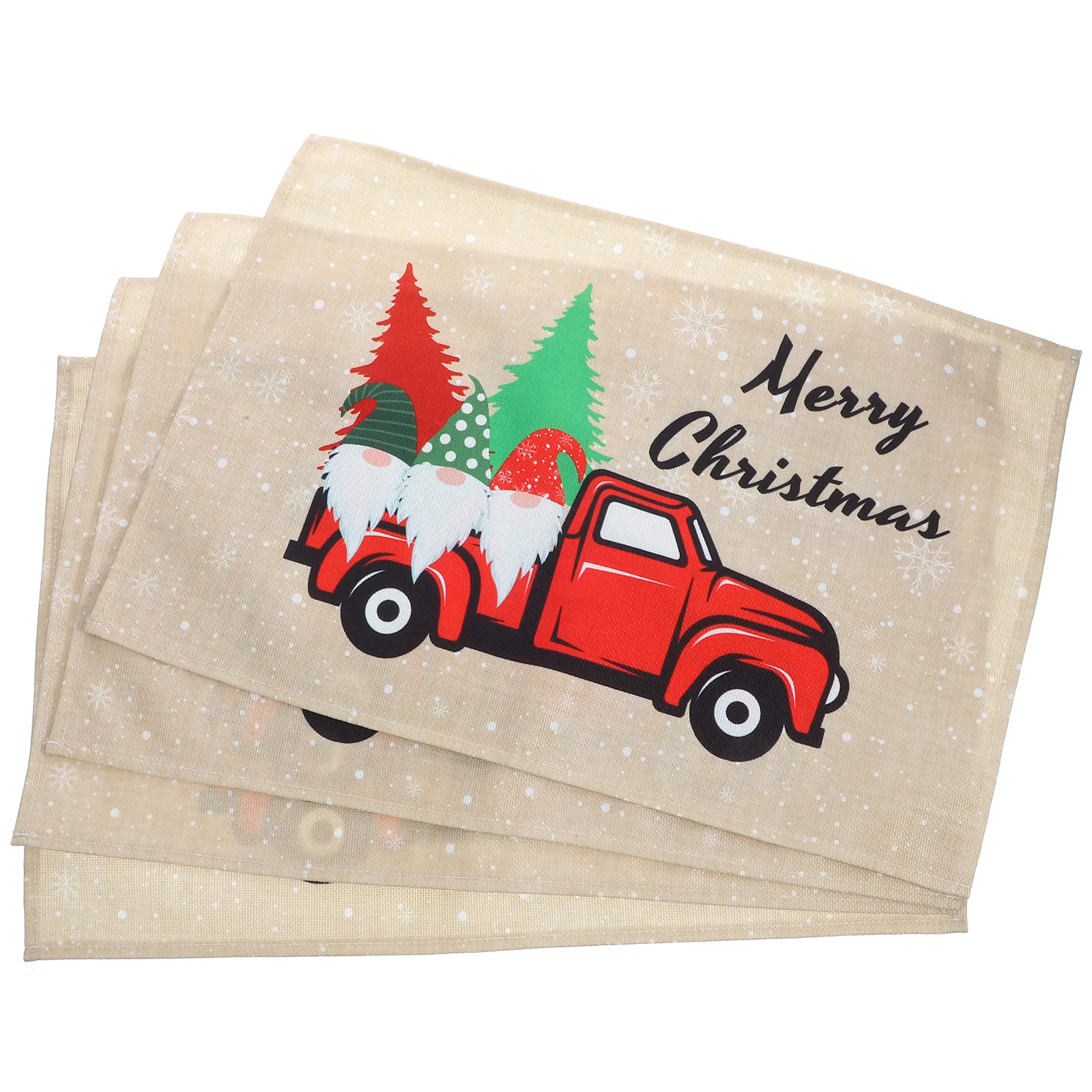 

4 Pcs Christmas Placemats Dining Table Decor Plaid Decorate Theme Themed Flax Xmas Party Ornament Dish Home