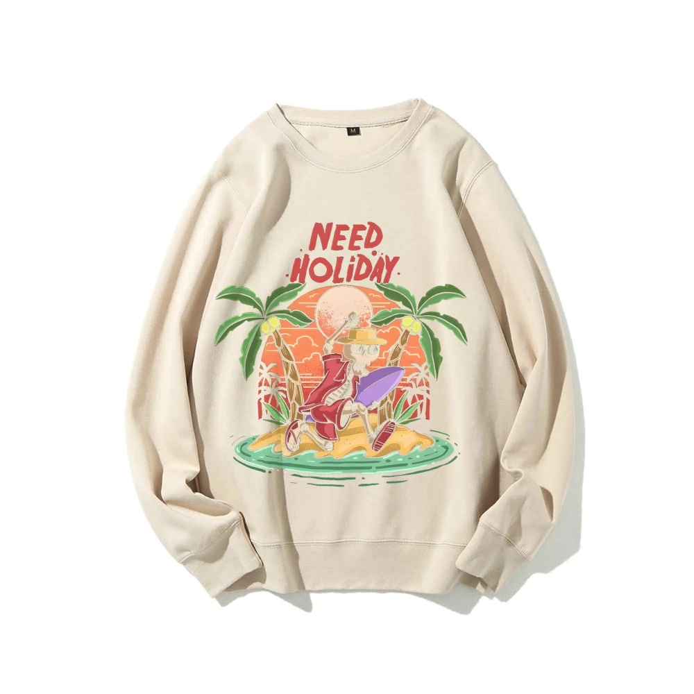 

Need Holiday Sweatshirt Summer Aesthetic Hoodie Trendy Oversized Skeleton Sweatshirt Beach Party Skull Sweatshirt Women Clothes