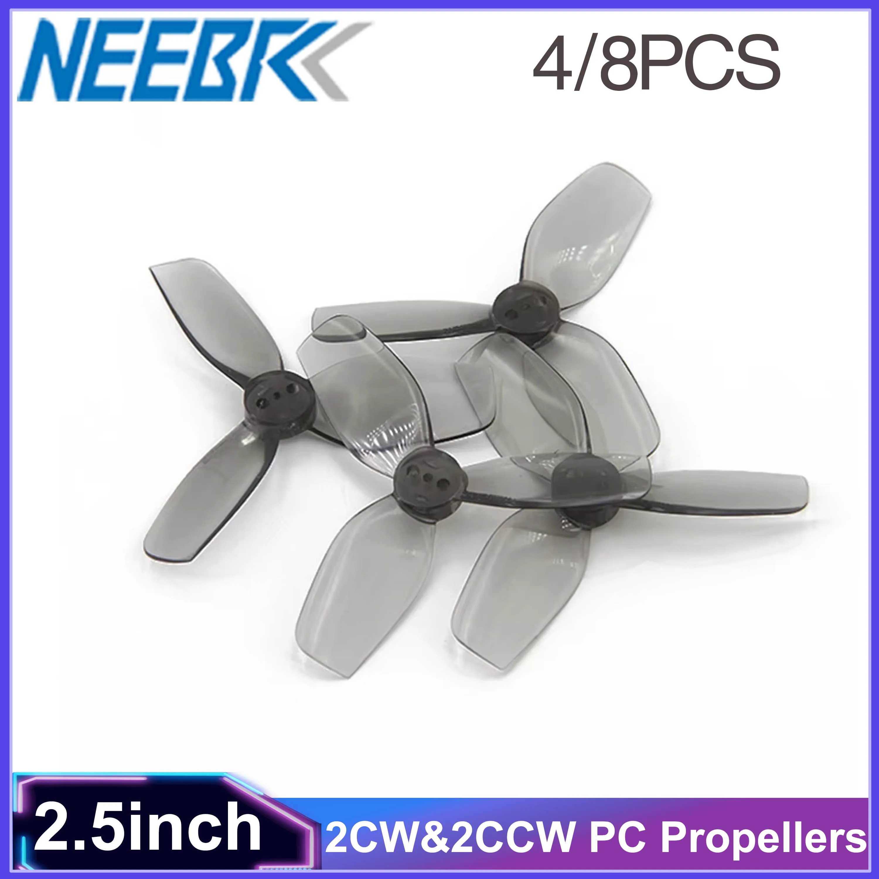 

4/8 шт. NEEBRC 2,5-дюймовые 2CW и 2CCW 3-лопастные пропеллеры для ПК, легкий вес, низкий уровень шума для RC FPV, модель самолета, запасная часть «сделай сам»