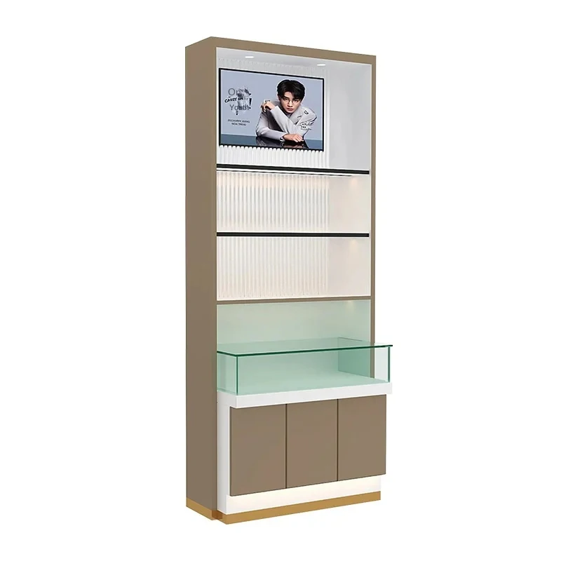 custom.Glasses Cabinet Display Cabinet Wood Grain Sunglass Kiosk Vertical Counter Island High-end Push-pull Mall Use Di