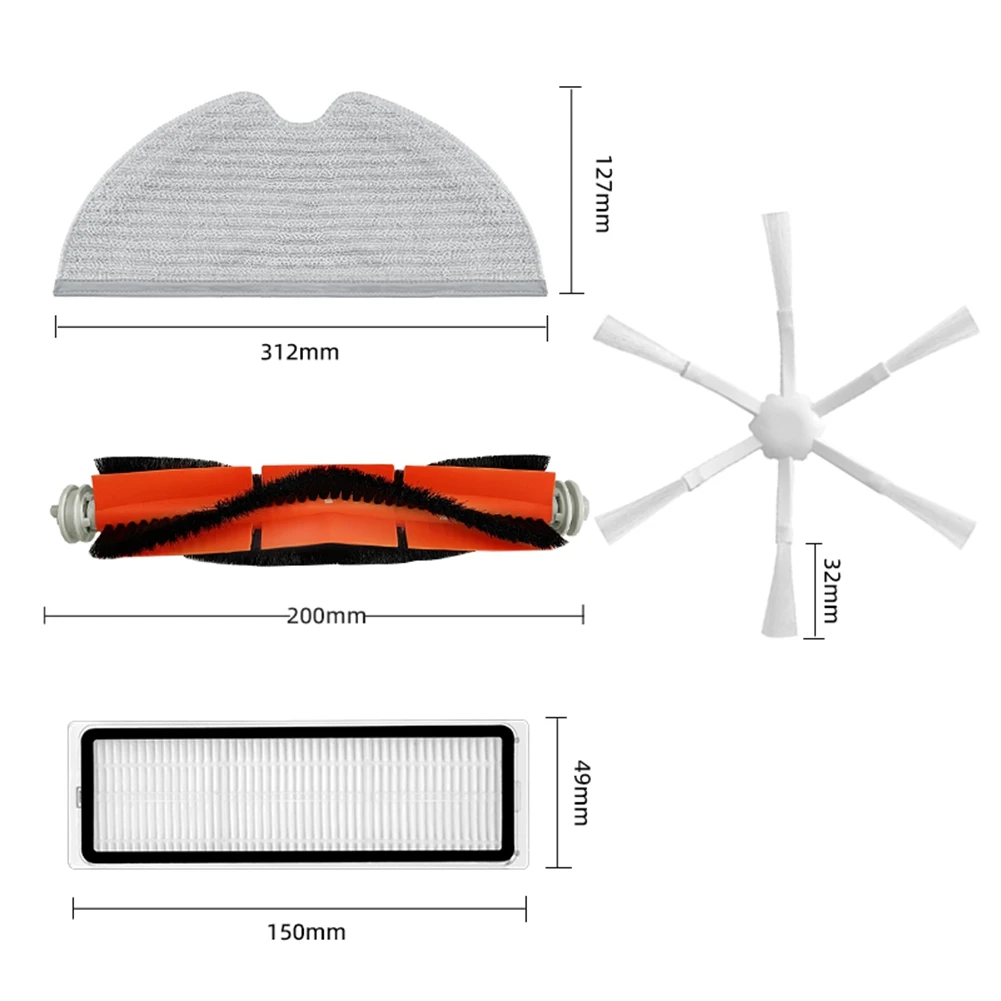 Peças de reposição para xiaomi mi robô aspirador, peças sobressalentes, acessórios, escova lateral principal, filtro hepa, esfregão pano, stytj03zhm