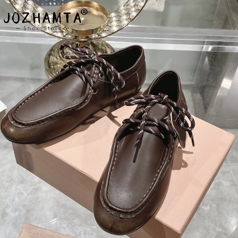 Women’s Real Leather Fur-Lined Flat Shoes - Round Toe Warm Casual