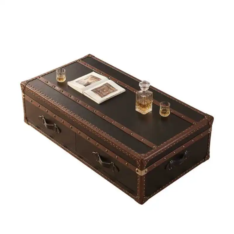

Coffee table coffee table leather retro leather case coffee table