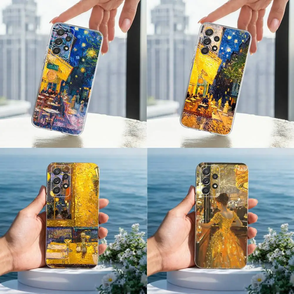 Art V-Van G-Gogh Tavern für Samsung A51,71,30,S10,9,20,Ultra,FE,Lite, S23,21,22,PIus,Transparent,Silikon-Handyhülle
