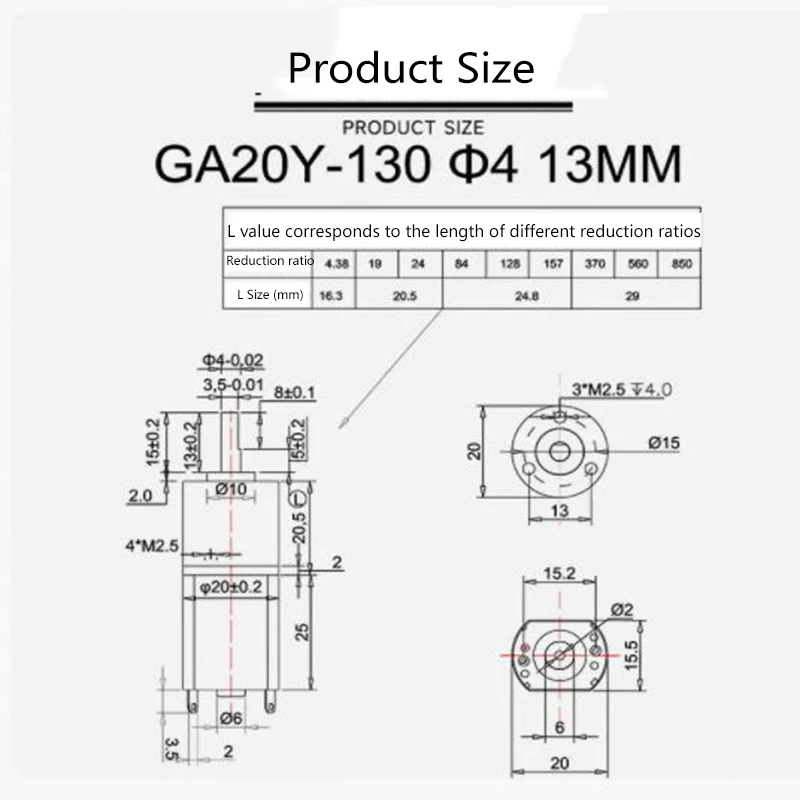 20mm130 miniature DC planetary gear reducer small motor 12V24V adjustable speed forward and reverse low speed motor