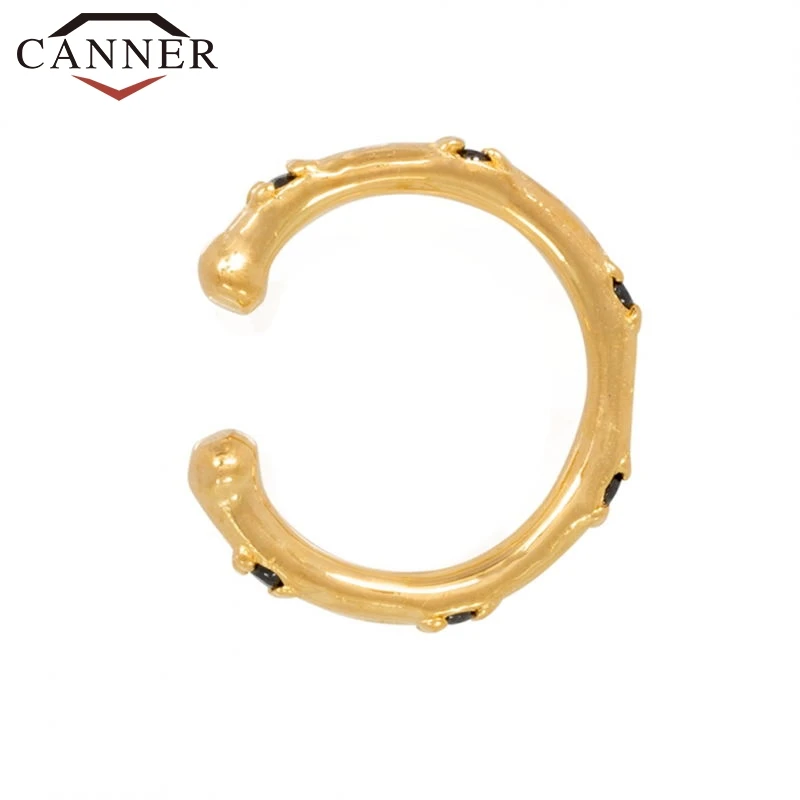 CANNER 925 Sterling Silver Ear Cuff Earrings for Women C Shape Cube Zircon Earcuff Clip on Earring No Piercing Earings Jewelry