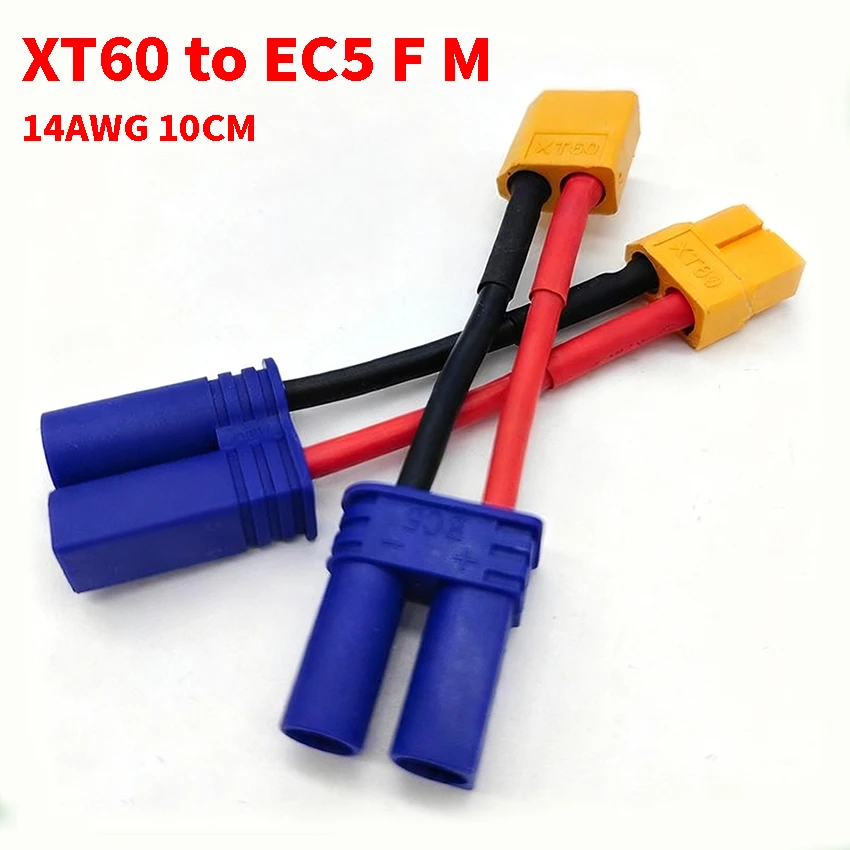 

1 pcs XT60 XT90 EC5 T Plug Female to Male Adapter Connectors 12/14AWG 10cm model aircraft Connect Battery Charger Parts DIY