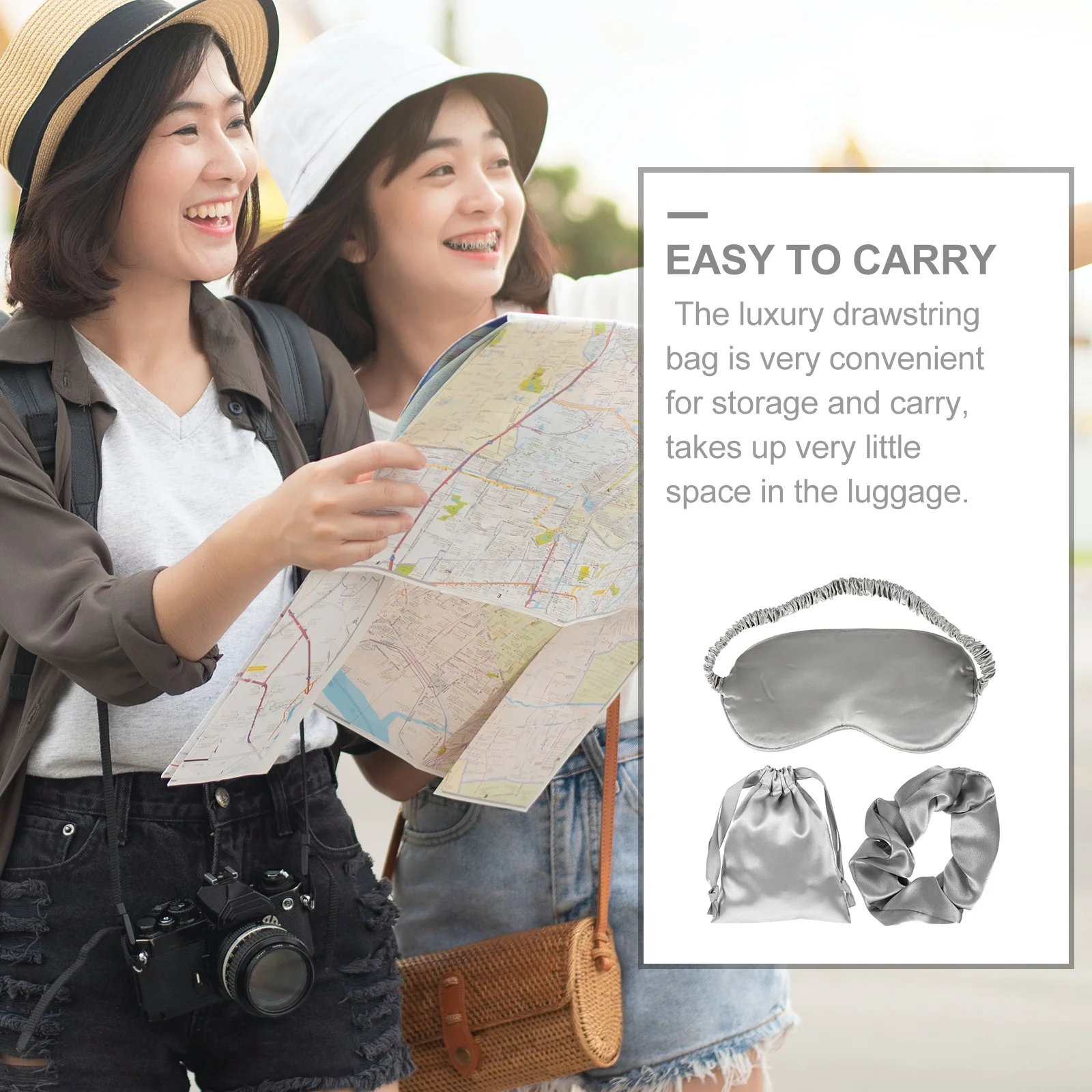 

3Pcs Sleeping Eye Mask Travel Set Cover Elastic Hair Scrunchies Relaxing Blindfold Sleeping Mask Travel Blindfold