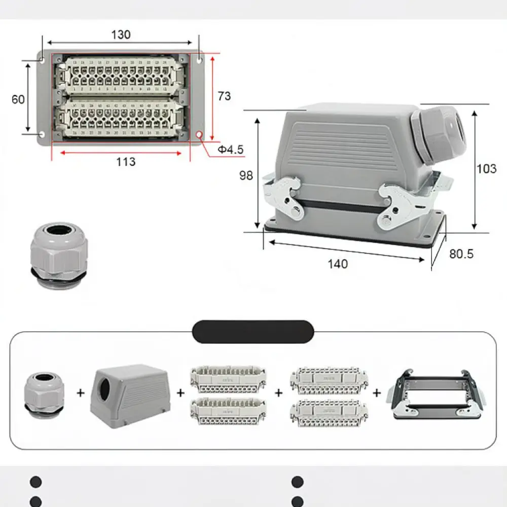 For For Kono Heavy Duty Rectangular Electrical Connector Industrial Plug Socket Module Hot Runner Automation Control Hardware