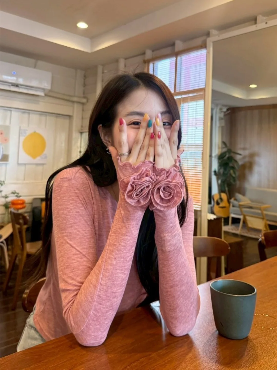 

MOSA Women's Slim Fit Long Sve T-irt Pink Rose Flower Design Spring Autumn Soft Sle Base Layer irt Commute Sle