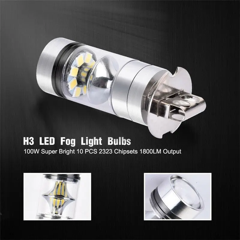 2pcs H3 Led Car CSP LED Fog Headlight Bulbs 3000K 6000K White 12000K Auto Fog Lamp Day Running Light