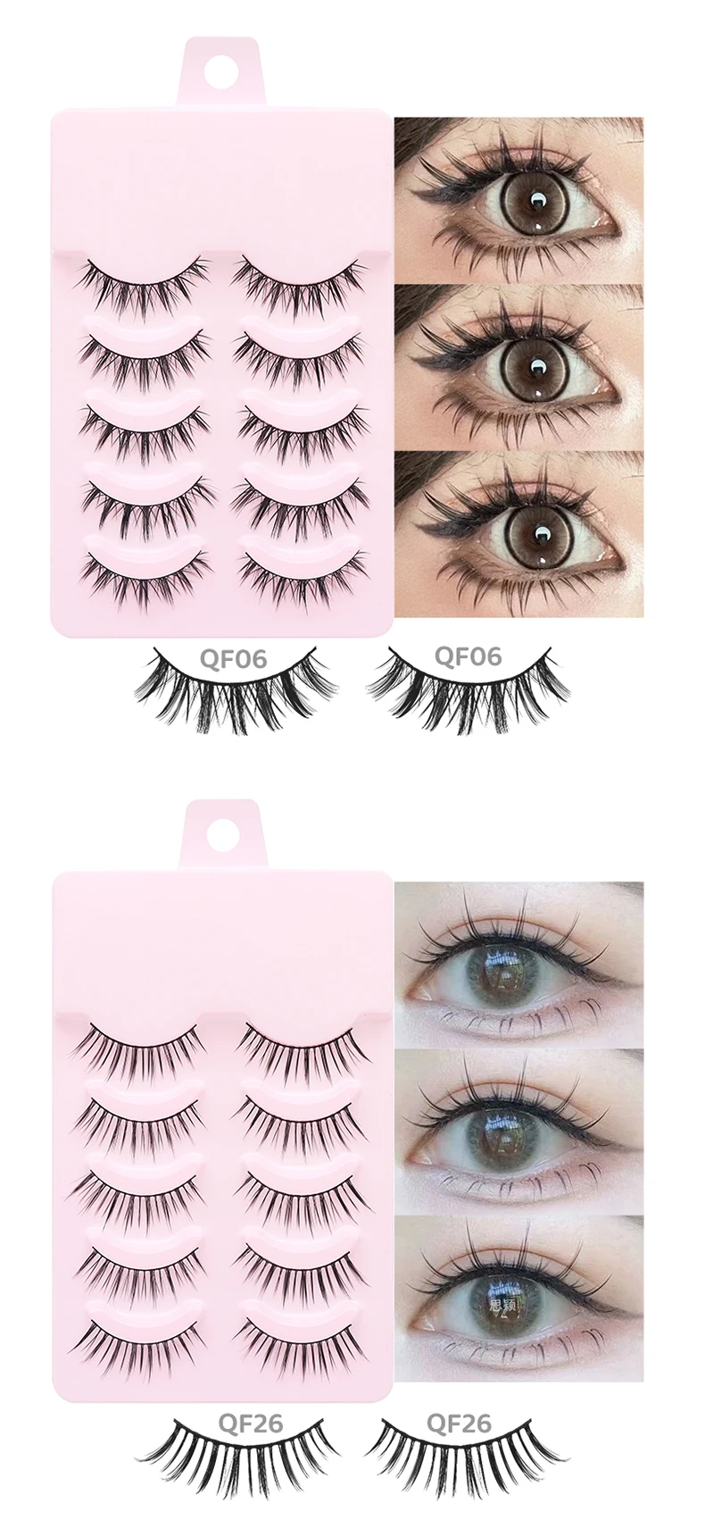 DINGSEN 5 Paar Manga-Wimpern, Augen-Wimpern, weiche, natürliche lange Wimpern, künstliche Wimpern, Anime-Wispy-Streifen, falsche Wimpern, Make-up – Detail 13