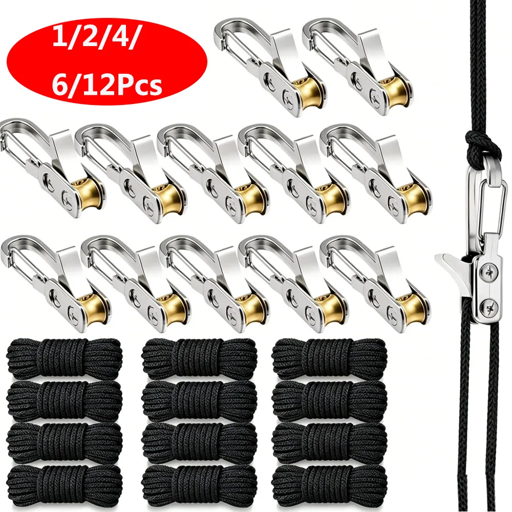 Rope Tying Tool And Tensioner with Roller Tensioner, Heavy-Duty Retractable Buckle with Accessory Rope, Suitable for Camping