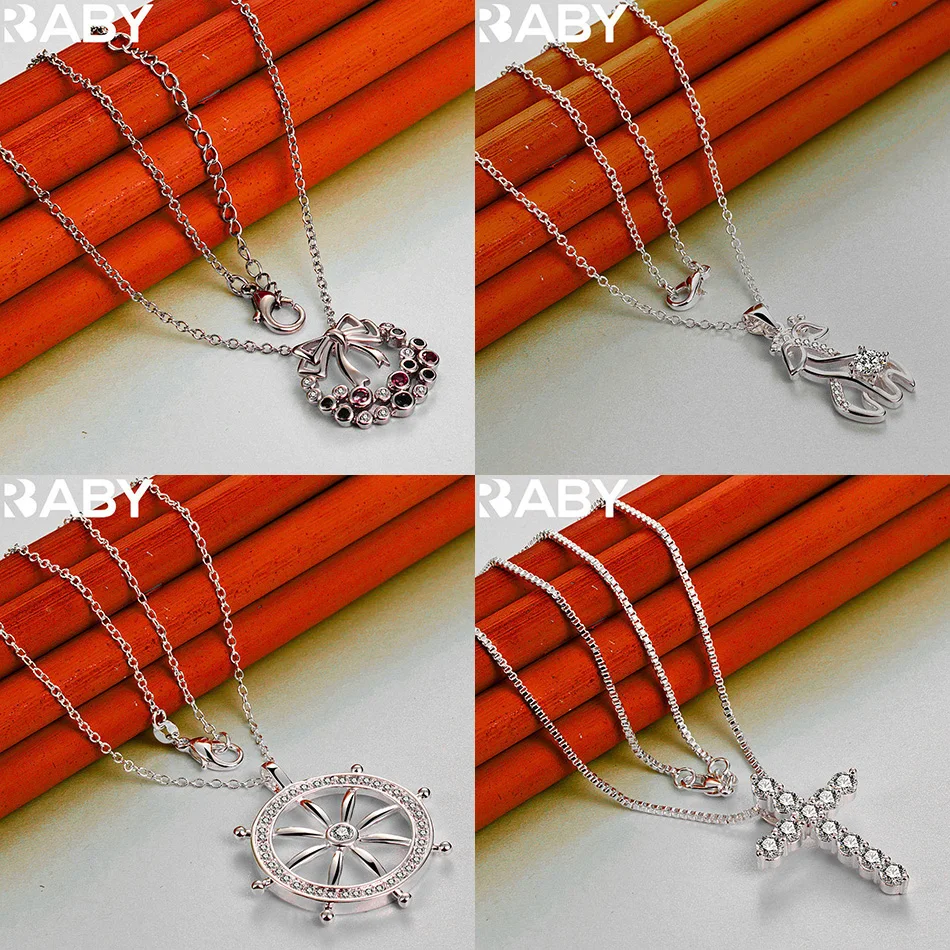 

URBABY 40-75cm 925 Sterling Silver Design Pendant Necklace For Women Men Charm Trend Birthday Gifts Fashion Party Fine Jewelry