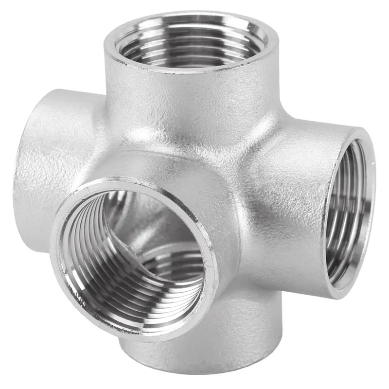 304 Stainless Steel Five-Way Fitting 2/3/4/6 Port 1/1.2/1.5 Inch Female Thread/Male Thread 3D Water Pipe Fitting