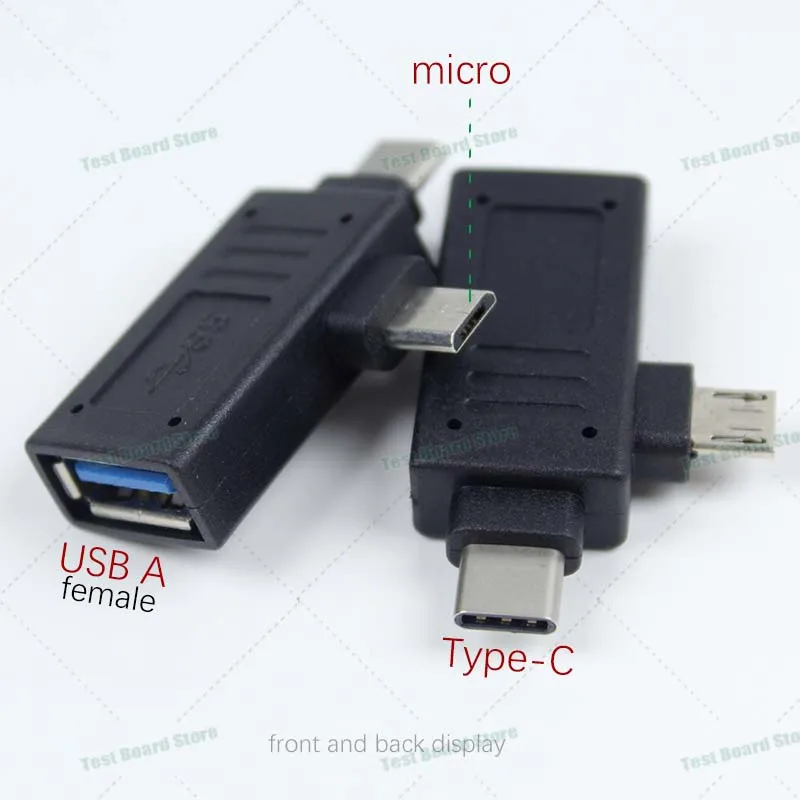 1Pce 2 in 1 USB 3.0 female to micro/Type-C male OTG data converter for Android phones, Xiaomi keyboards, USB drives, printers,