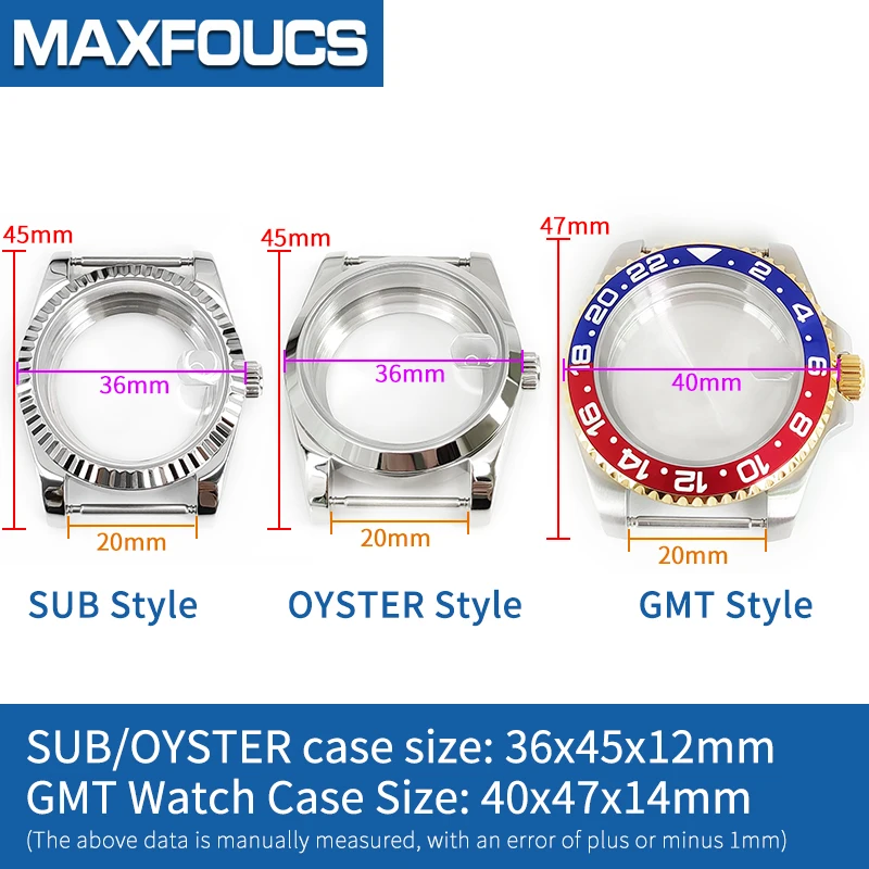 NH35 Watch Case 3\'o clock Steel strap SUB GMT OYSTER Style MOD Watchcase Parts Sapphire Crystal Modification Accessories