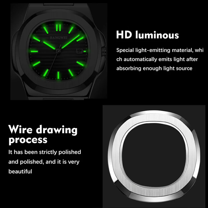 2024 LIGE New Men Watch Business Luxury Waterproof Male Clock Luminous Date Stainless Steel Square Quartz Men Watch reloj hombre