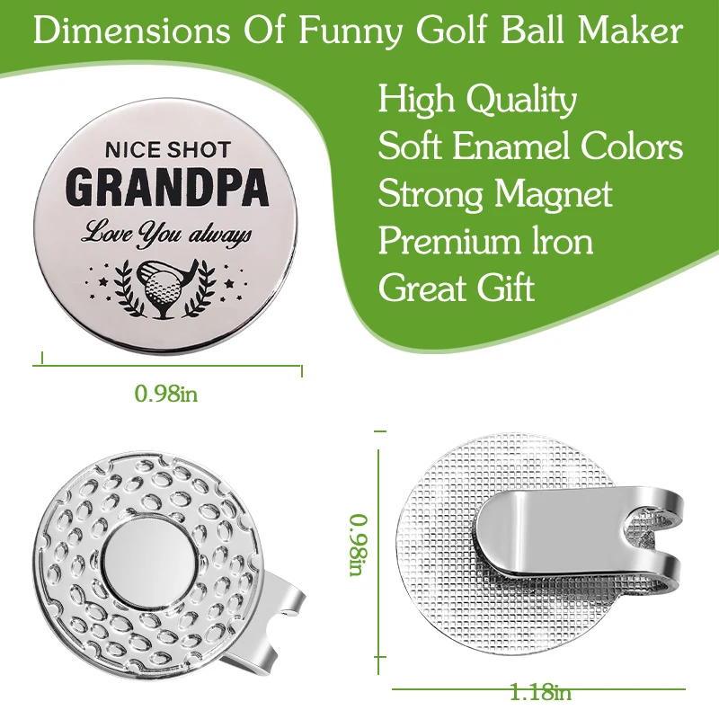 Nice Shot Grandpa Love You Always Magnetic Hat Clip Golf Ball Marker Funny Golf Accessories Baseball Cap Clips Accessories Gift